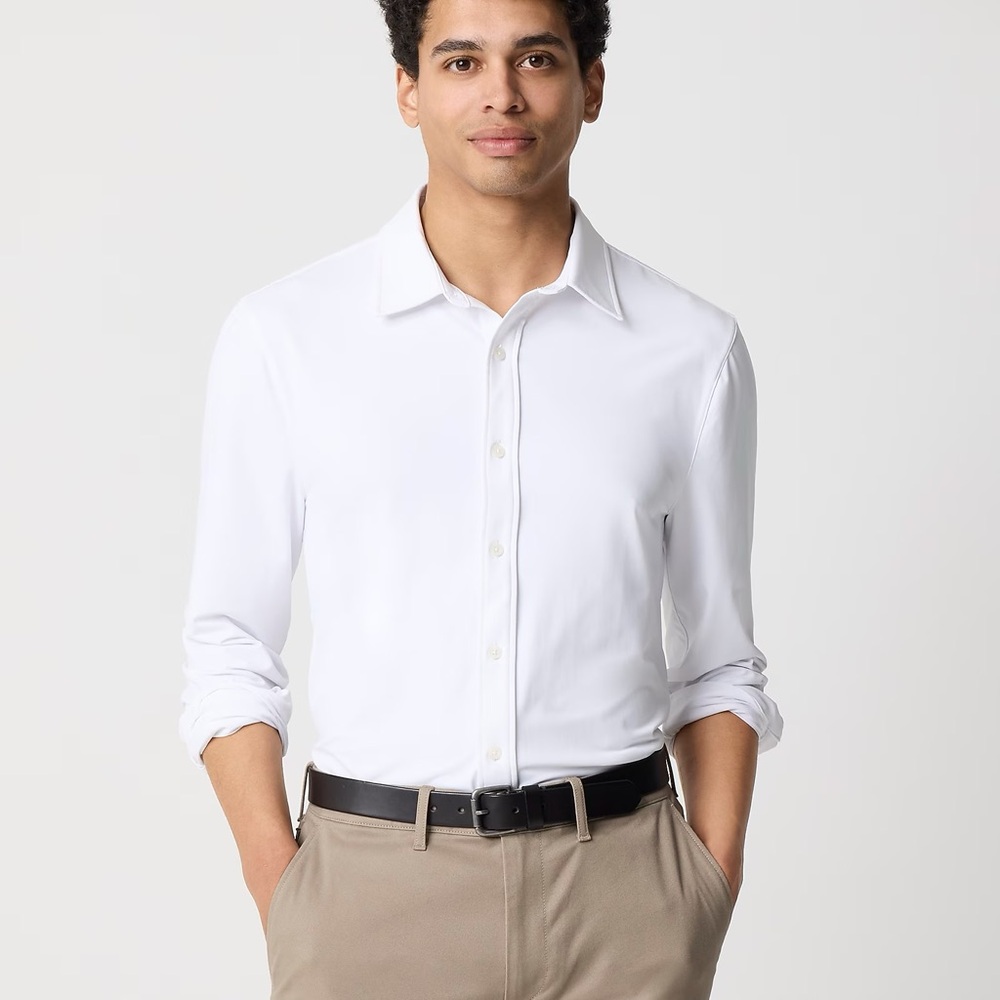 NWT J. Crew White Men's performance athletic stretch dress shirt size XXL  2XL - Picture 3 of 5